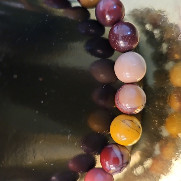 Mens Natural Unakite Jasper Gemstone Bracelet - Picture 2 of 3